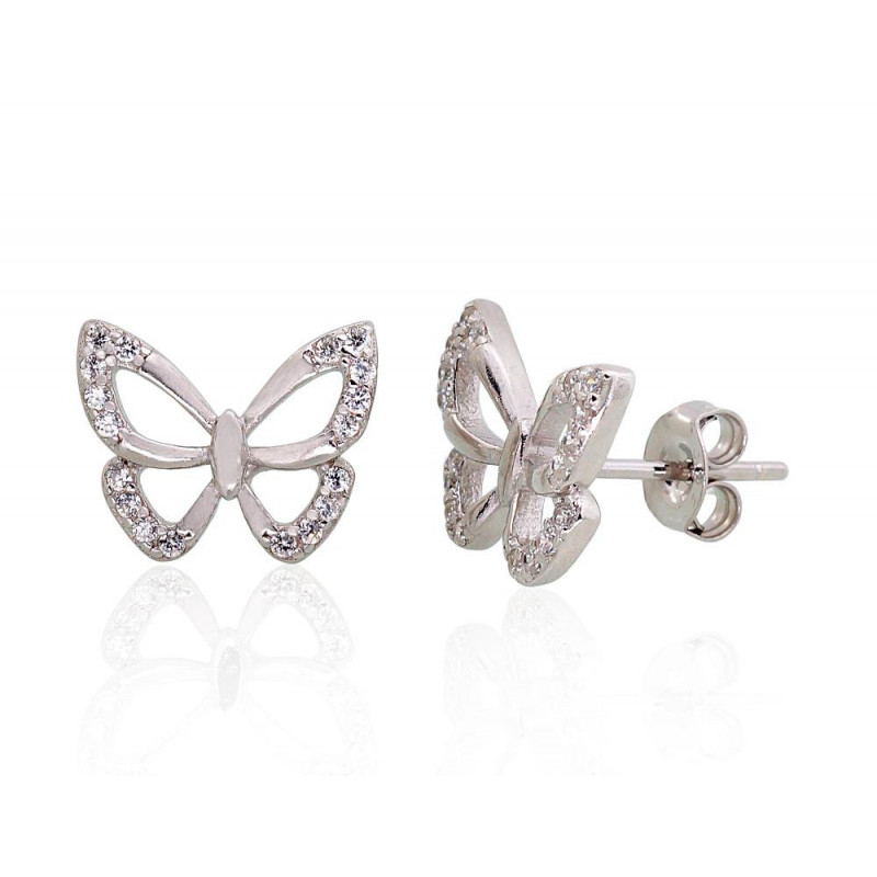 Silver stud earrings 2203479(PRh-Gr)_CZ, Silver 925°, Rhodium (Plating), Zirkons