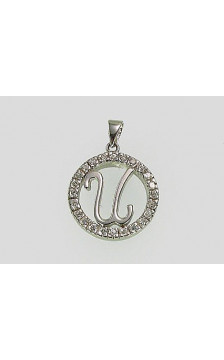 Silver pendant 2300020(PRh-Gr)_CZ, Silver 925°, Rhodium (Plating), Zirkons