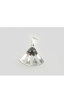 Silver pendant 2300077(PRh-Gr)_CZ+CZ-BK, Silver 925°, Rhodium (Plating), Zirkons