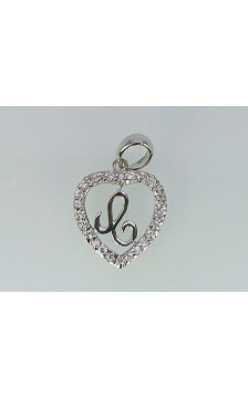 Silver pendant 2300079(PRh-Gr)_CZ, Silver 925°, Rhodium (Plating), Zirkons