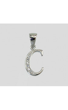 Silver pendant 2300150(PRh-Gr)_CZ, Silver 925°, Rhodium (Plating), Zirkons