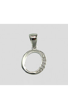 Silver pendant 2300162(PRh-Gr)_CZ, Silver 925°, Rhodium (Plating), Zirkons
