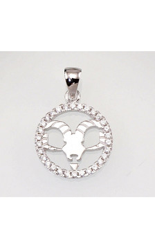 Silver pendant 2300383(PRh-Gr)_CZ, Silver 925°, Rhodium (Plating), Zirkons