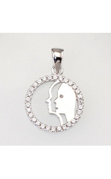 Silver pendant 2300385(PRh-Gr)_CZ, Silver 925°, Rhodium (Plating), Zirkons
