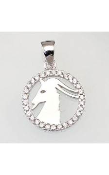 Silver pendant 2300392(PRh-Gr)_CZ, Silver 925°, Rhodium (Plating), Zirkons