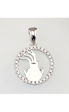 Silver pendant 2300393(PRh-Gr)_CZ, Silver 925°, Rhodium (Plating), Zirkons