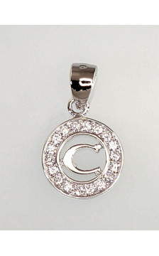 Silver pendant 2300624(PRh-Gr)_CZ, Silver 925°, Rhodium (Plating), Zirkons