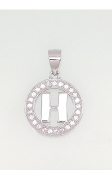 Silver pendant 2301003(PRh-Gr)_CZ, Silver 925°, Rhodium (Plating), Zirkons