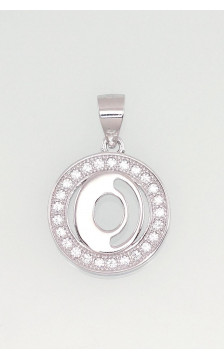 Silver pendant 2301010(PRh-Gr)_CZ, Silver 925°, Rhodium (Plating), Zirkons