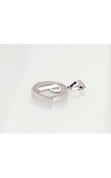 Silver pendant 2301011(PRh-Gr)_CZ, Silver 925°, Rhodium (Plating), Zirkons