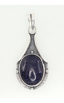 Silver pendant 2301308(POx-Bk)_AVX-B, Silver 925°, oxide (Plating), Avanturin (Imitation)