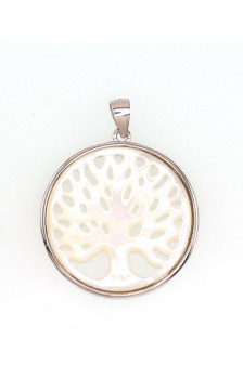 Silver pendant 2301471(PRh-Gr)_PL, Silver 925°, Rhodium (Plating), Mother-of-pearl