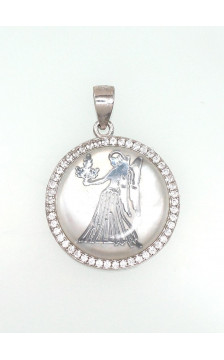Silver pendant 2301472(PRh-Gr)_CZ+PL, Silver 925°, Rhodium (Plating), Zirkons , Mother-of-pearl