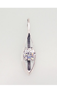 Silver pendant 2301531(POx-Bk)_CZ, Silver 925°, oxide (Plating), Zirkons