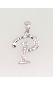 Silver pendant 2301620(PRh-Gr)_CZ, Silver 925°, Rhodium (Plating), Zirkons