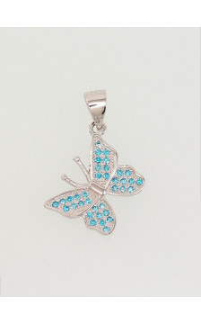 Silver pendant 2301650(PRh-Gr)_CZ-AQ, Silver 925°, Rhodium (Plating), Zirkons