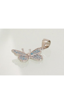 Silver pendant 2301650(PRh-Gr)_CZ-AQ, Silver 925°, Rhodium (Plating), Zirkons