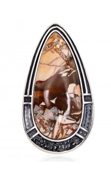 Silver pendant 2301799(POx-Bk)_JA-Y, Silver 925°, oxide (Plating), Jasper