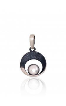 Silver pendant 2301813(Matt+POx-MattBk)_PE, Silver 925°, oxide (Plating), Fresh-water Pearl