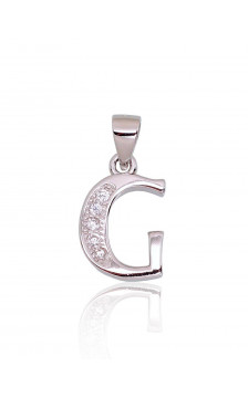 Silver pendant 2301838(PRh-Gr)_CZ, Silver 925°, Rhodium (Plating), Zirkons