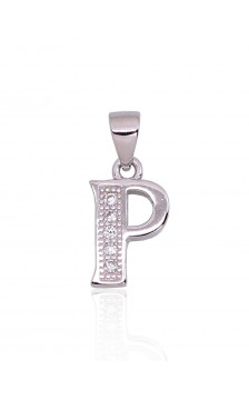 Silver pendant 2301847(PRh-Gr)_CZ, Silver 925°, Rhodium (Plating), Zirkons
