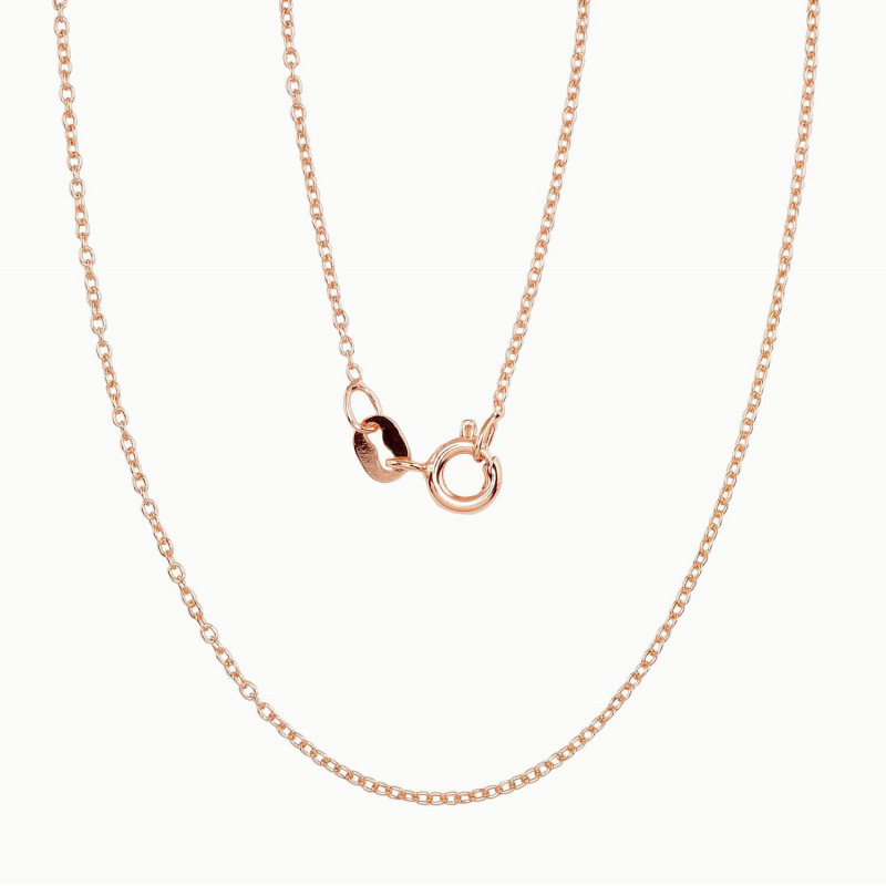 Silver chain Anchor round 1 mm 2400061(PAu-R), Silver 925°, red gold (Plating)