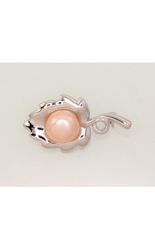 Silver brooch 2920177(PRh-Gr)_PE-PI, Silver 925°, Rhodium (Plating), Fresh-water Pearl