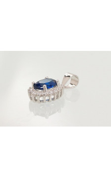 Silver pendant 2301643(PRh-Gr)_CZ+CZ-DB, Silver 925°, Rhodium (Plating), Zirkons