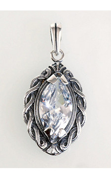 Silver pendant 2300688(POx-Bk)_CZ, Silver 925°, oxide (Plating), Zirkons