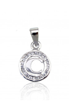 Silver pendant 2300326(PRh-Gr)_CZ, Silver 925°, Rhodium (Plating), Zirkons