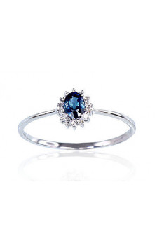 Gold ring 1100100(Au-W)_DI+SA, White Gold 585°, Diamonds , Sapphire