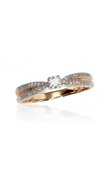 Gold ring 1100191(Au-R+PRh-W)_DI, Red Gold 585°, Rhodium (Plating) , Diamonds