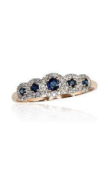 Gold ring 1100202(Au-R+PRh-W)_DI+SA, Red Gold 585°, Rhodium (Plating) , Diamonds , Sapphire