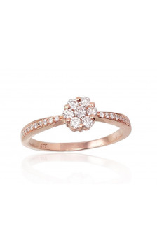 Gold ring 1100204(Au-R)_DI, Red Gold 585°, Diamonds