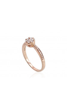Gold ring 1100204(Au-R)_DI, Red Gold 585°, Diamonds