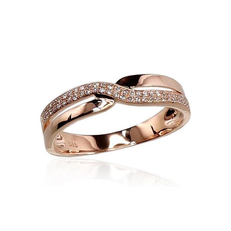 Gold ring 1100293(Au-R)_DI, Red Gold 585°, Diamonds