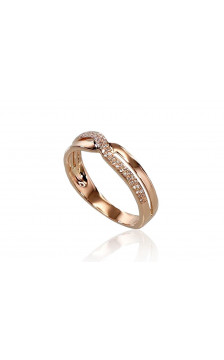 Gold ring 1100293(Au-R)_DI, Red Gold 585°, Diamonds
