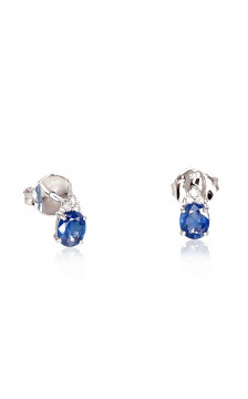 Gold classic studs earrings 1200248(Au-W)_DI+SA, White Gold 585°, Diamonds , Sapphire