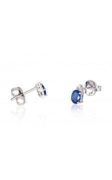 Gold classic studs earrings 1200248(Au-W)_DI+SA, White Gold 585°, Diamonds , Sapphire