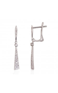 Gold earrings with 'english' lock 1200979(Au-W)_DI, White Gold 585°, Diamonds
