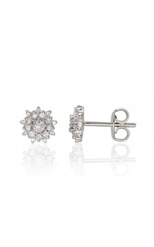 Gold classic studs earrings 1200980(Au-W)_DI, White Gold 585°, Diamonds