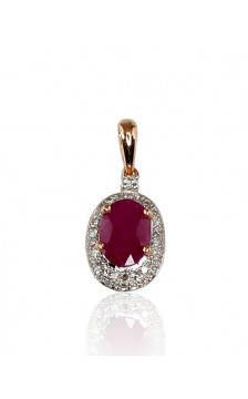 Gold pendant 1300264(Au-R+PRh-W)_DI+RB, Red Gold 585°, Rhodium (Plating) , Diamonds , Ruby