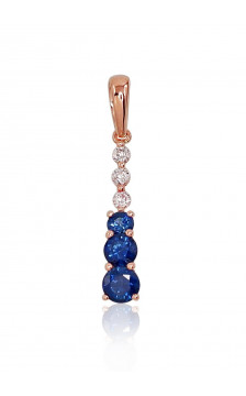 Gold pendant 1300616(Au-R)_DI+SA, Red Gold 585°, Diamonds , Sapphire