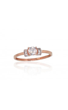 Gold ring 1100889(Au-R+PRh-W)_CZ, Red Gold 585°, Rhodium (Plating) , Zirkons
