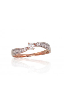 Gold ring 1100891(Au-R+PRh-W)_CZ, Red Gold 585°, Rhodium (Plating) , Zirkons