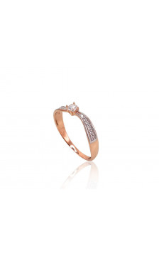 Gold ring 1100891(Au-R+PRh-W)_CZ, Red Gold 585°, Rhodium (Plating) , Zirkons