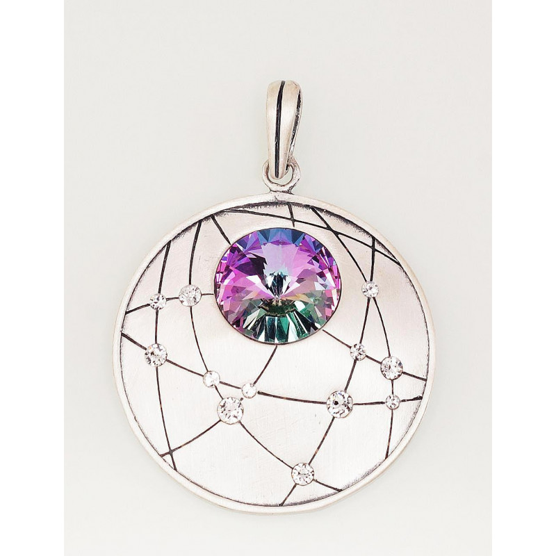 Silver pendant 2301535(Matt+POx-MattBk)_SV+SV-MIXV, Silver	925°, oxide (Plating), Swarovski crystals