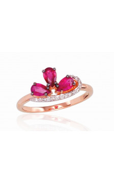 Gold ring 1100510(Au-R+PRh-W+PRh-Bk)_DI+RB, Red Gold 585°, Rhodium (Plating) , Diamonds , Ruby