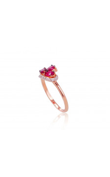 Gold ring 1100510(Au-R+PRh-W+PRh-Bk)_DI+RB, Red Gold 585°, Rhodium (Plating) , Diamonds , Ruby