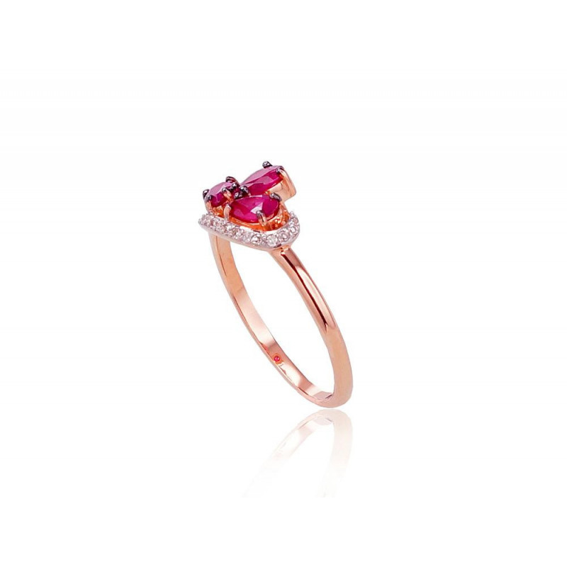 Gold ring 1100510(Au-R+PRh-W+PRh-Bk)_DI+RB, Red Gold 585°, Rhodium (Plating) , Diamonds , Ruby